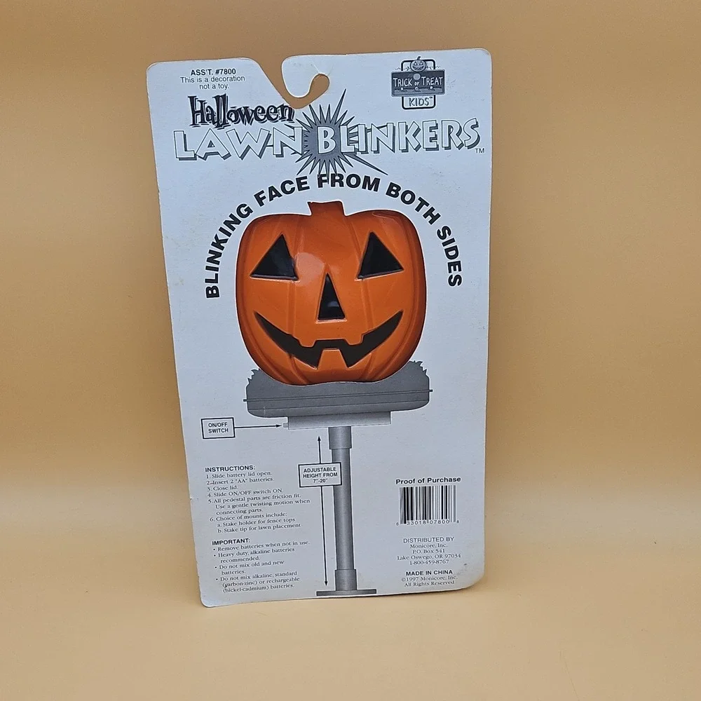 Vintage Halloween Decoration Lawn Blinkers‎ Pumpkin Path Lights 1997 NOS
